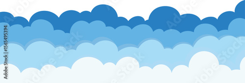 A bright and playful cartoon sky filled with clouds vector illustration