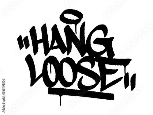 Graffiti tag “Hang Loose” for Hammock Day, chill urban mural with relaxing playful summer vibe.