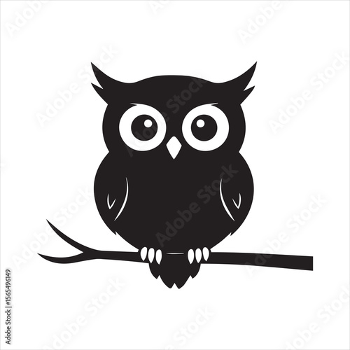 Owl perched in quiet night silhouette