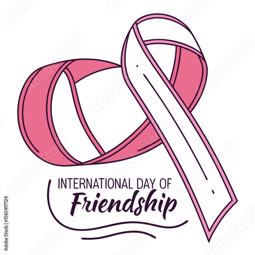 Pink White Ribbon Swirling Abstract Friendship Day Design vector