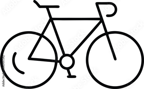 Bike's Simple Line: A sleek, minimalist outline of a bicycle, highlighting the essential components and forms of the design, ready for various creative applications.