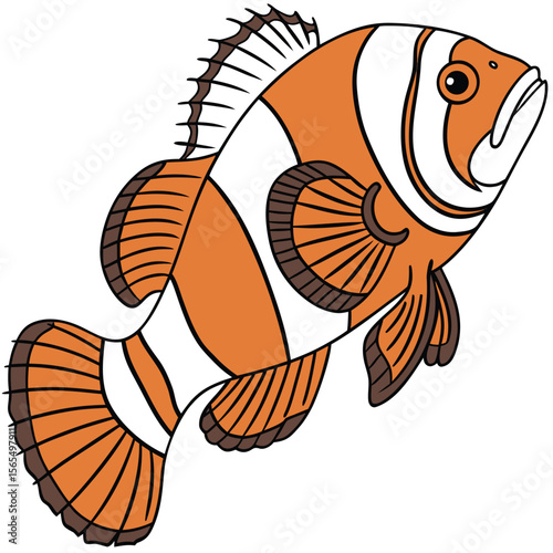 Colorful Clownfish Illustration A Vibrant Aquatic Animal Depiction
