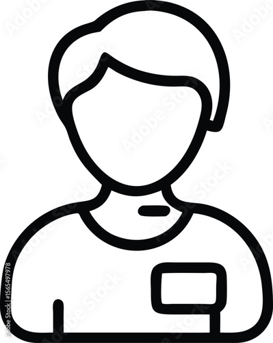 Line Art of a Person with Name Tag