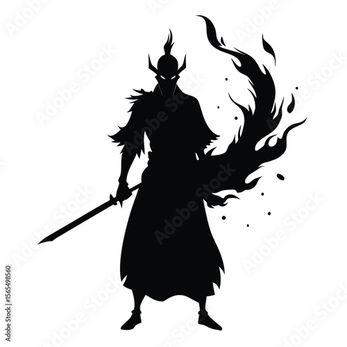 Silhouette of a Fierce Samurai
