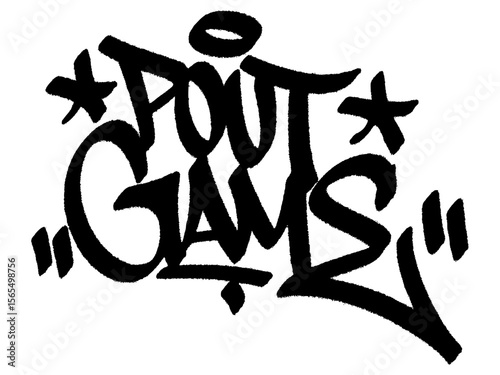 Graffiti tag “Pout Game” street art urban for Lipstick Day, playful mural full of beauty attitude and glam vibes.