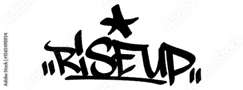 Graffiti tag “Rise Up” for Egypt Revolution Day, powerful mural with strength, pride and activist urban vibe.