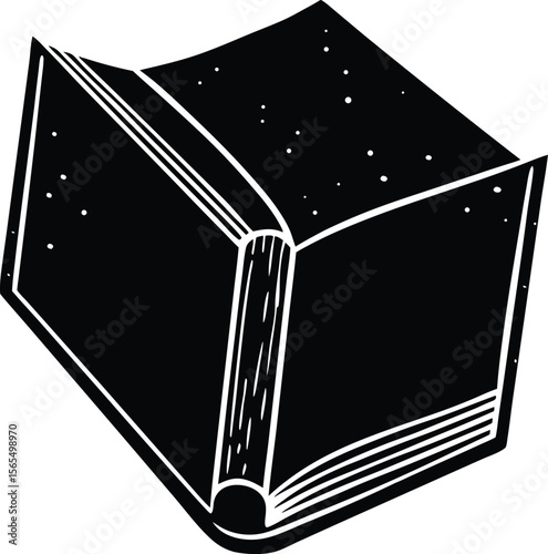 Open Book Silhouette: The stark contrast of a silhouette reveals an open book, inviting readers to journey through its pages and uncover new worlds within its embrace.