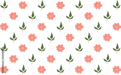 Stylish vector pattern with tropical floral elements blooms leaves. Great for modern fabric, surface design, and wrapping paper.


