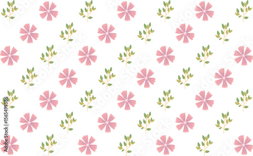 Stylish vector pattern with tropical floral elements blooms leaves. Great for modern fabric, surface design, and wrapping paper.

