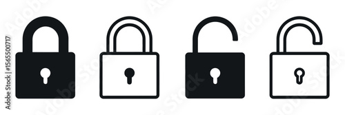 Four lock icons showing locked and unlocked states