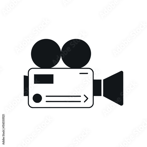 Simple black and white movie camera icon