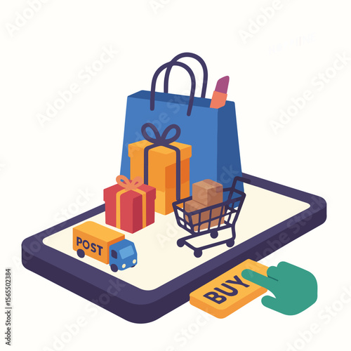 online shop with technological advancement. Vector, silhouette
