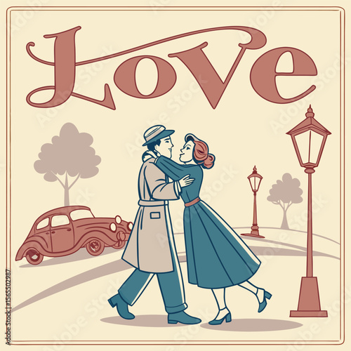 Girl in the street with her boyfriend vector free design.