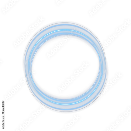 Neon light energy ring with glowing trail swirl effect. Abstract dynamic circular motion of electric lines and spark particles. Ideal for technology or sci-fi design.