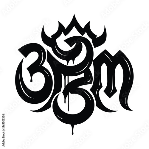 Abstract gothic letters with crown design silhouette vector illustration