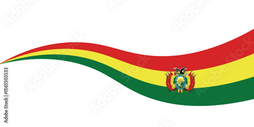 Bandera de Bolivia flag tricolor rainbow curve design transparent png and vector illustration.