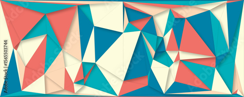 Abstract vector design seamless geometric triangle pattern with colorful retro style.  A vibrant and dynamic composition of overlapping triangles. Retro polygon abstract geometric background.