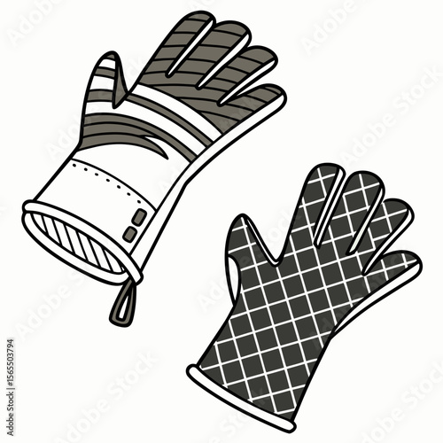 Oven Mitts With Striped And Diamond Patterns kitchen