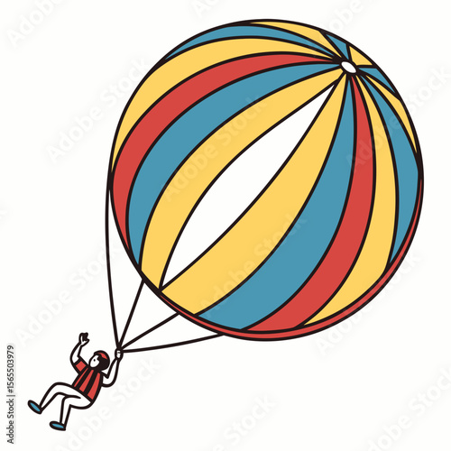 Person skydiving with colorful parachute adventure