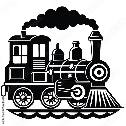 Vintage locomotive Illustration a classic black silhouette