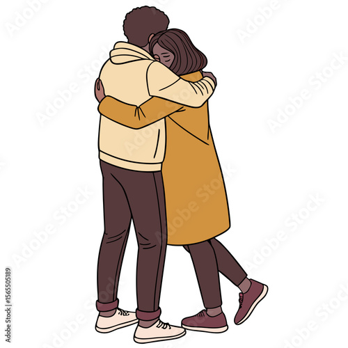 Couple embracing warmly love affection