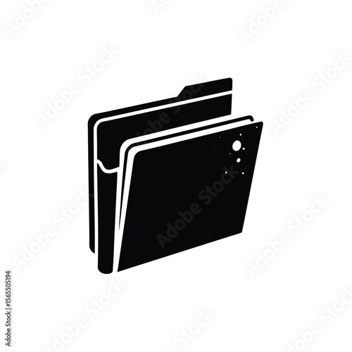 Depicts an open file folder document silhouette vector illustration