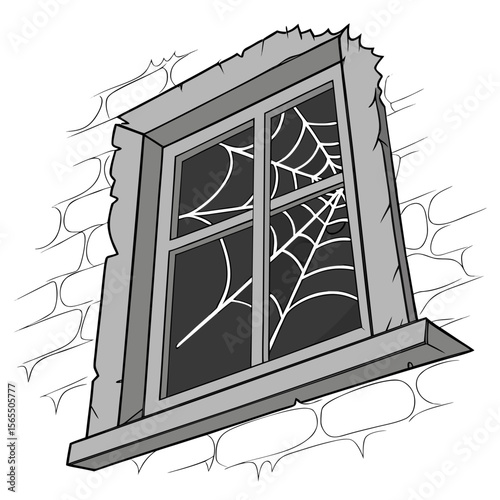 Old window with cobwebs creepy gothic