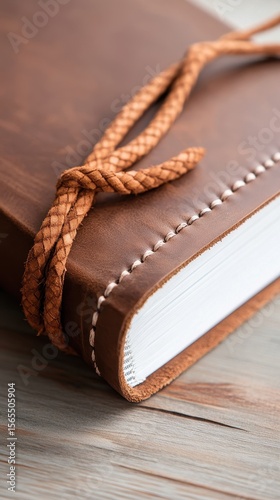 Leather Bound Journal with Braided Tie
