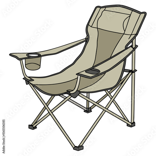 Tan folding chair with cup holders camping chair outdoor chair