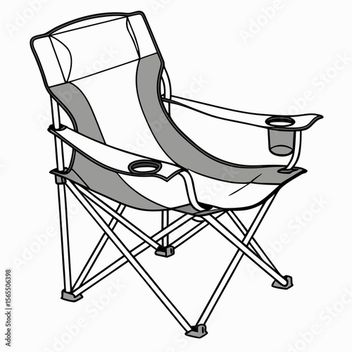 Portable folding chair with cup holders outdoor camping