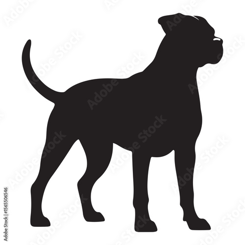 Majestic Boxer Dog Silhouette A Striking Vector Graphic