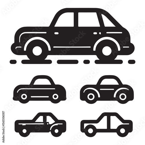 Classic Car Icons Vector Illustrations of Vintage Automobiles