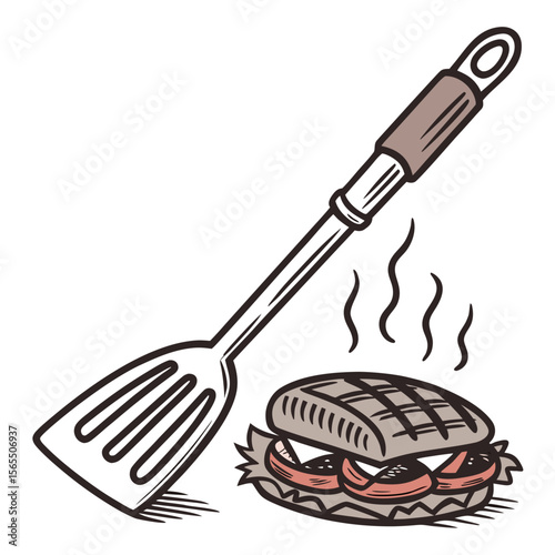 Spatula and grilled sandwich cooking grilling