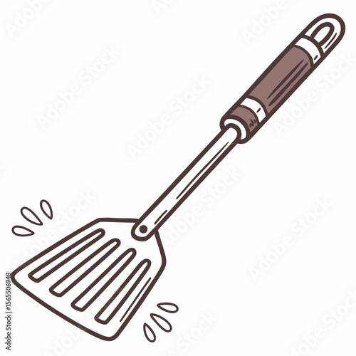 Brown and white spatula with droplets kitchen utensil