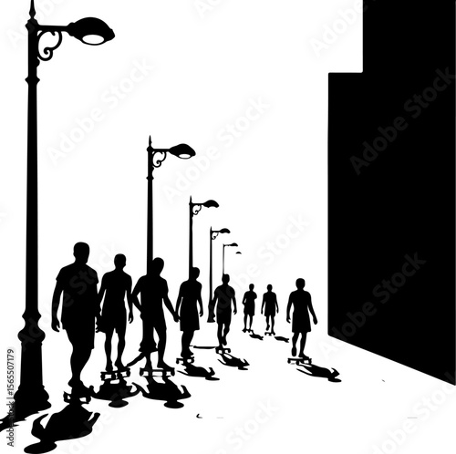 Cross-Country Skiers in a Winter Forest vector bundle