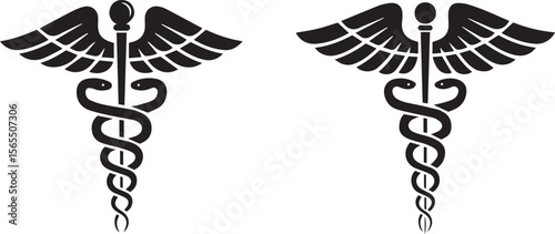 Caduceus Medical Symbol Icon Set - Healthcare and Medicine Vector

