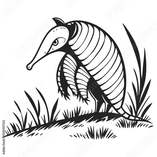 Armadillo in grass animal wildlife