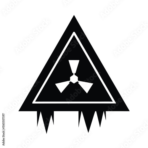 Hazardous material warning sign black and white silhouette vector illustration