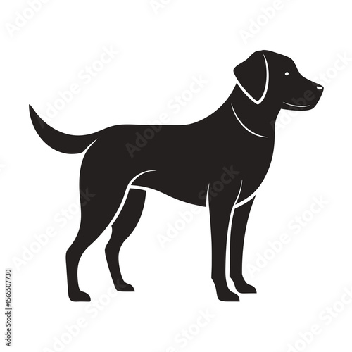 Labrador Retriever Silhouette in Standing Pose Minimal Dog Vector Outline Design for Print and Branding