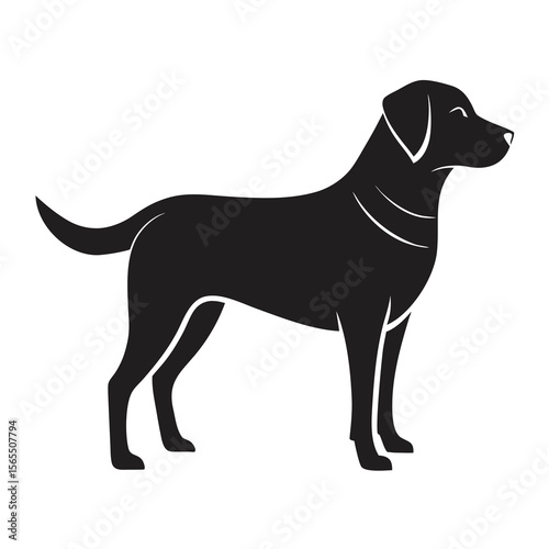 Black Labrador Retriever Dog Silhouette Clean Pet Line Art for Logo Sticker T Shirt and Wall Decor