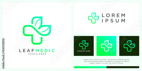 Leaf medic logo design template