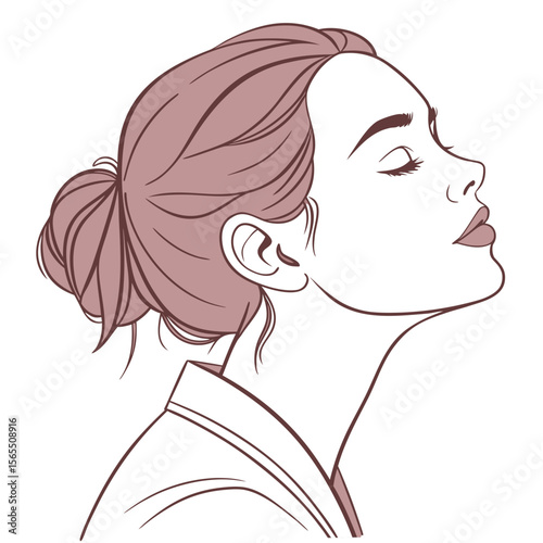 Elegant woman profile with hair bun face