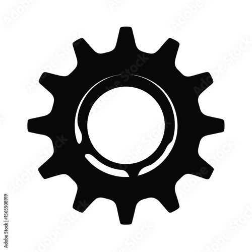 Simple black gear cogwheel machine part silhouette vector illustration