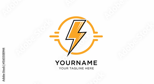 Free Download Stylish Yellow Lightning Bolt Logo in Circle - GFXLoad