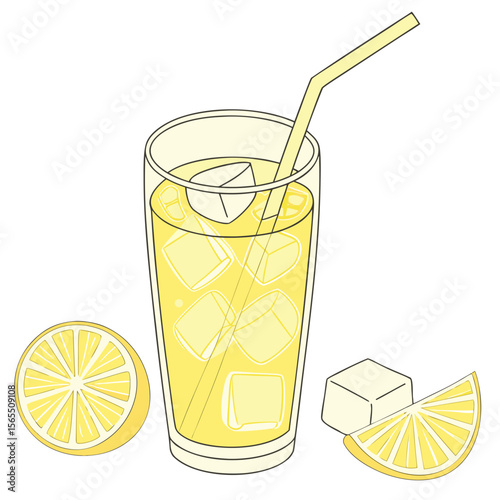 Refreshing Lemonade Drink With Ice And Citrus Slices