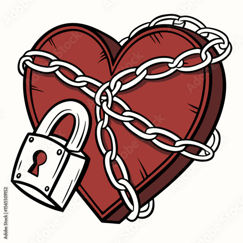 Locked heart with chains chained symbol