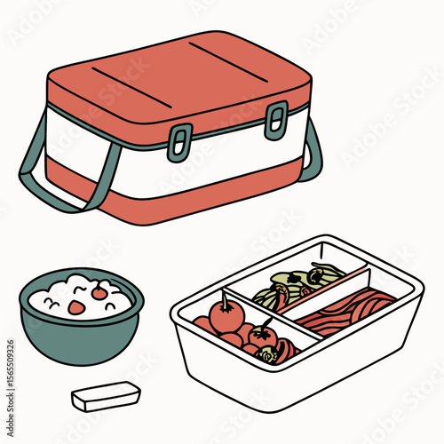 Cooler lunchbox with food picnic meal