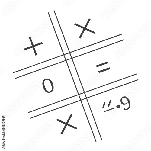 Tic tac toe game with mathematical symbols plus minus