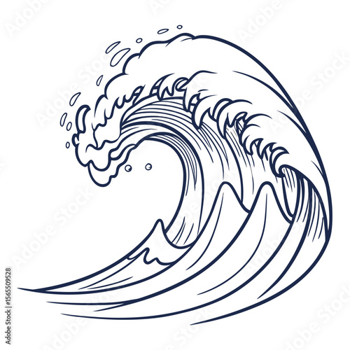 Majestic ocean wave breaking with white foam breaking wave
