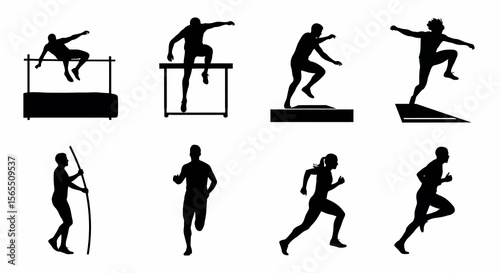 Diverse Athletic Silhouettes in Various Track and Field Events